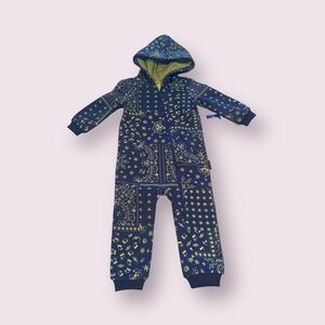 NWT Baby Savage X Fenty Navy & Lime Hooded One-Piece Jumpsuit w/Bandana Print